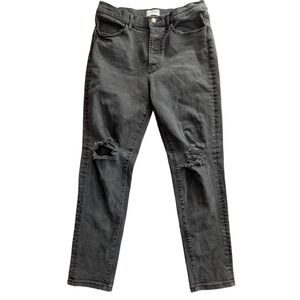 $120 OLIVER LOGAN Black Distressed Mom Jeans Straight Leg‎ Women's Size 32x30